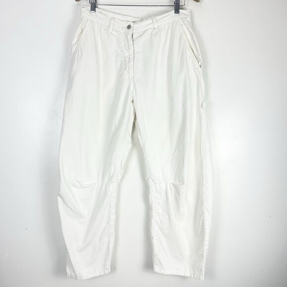 Nili Lotan Shon Pant 27" size 4 Off White  $375 Wide Bowleg Cropped Barrel Baggy - Picture 1 of 14